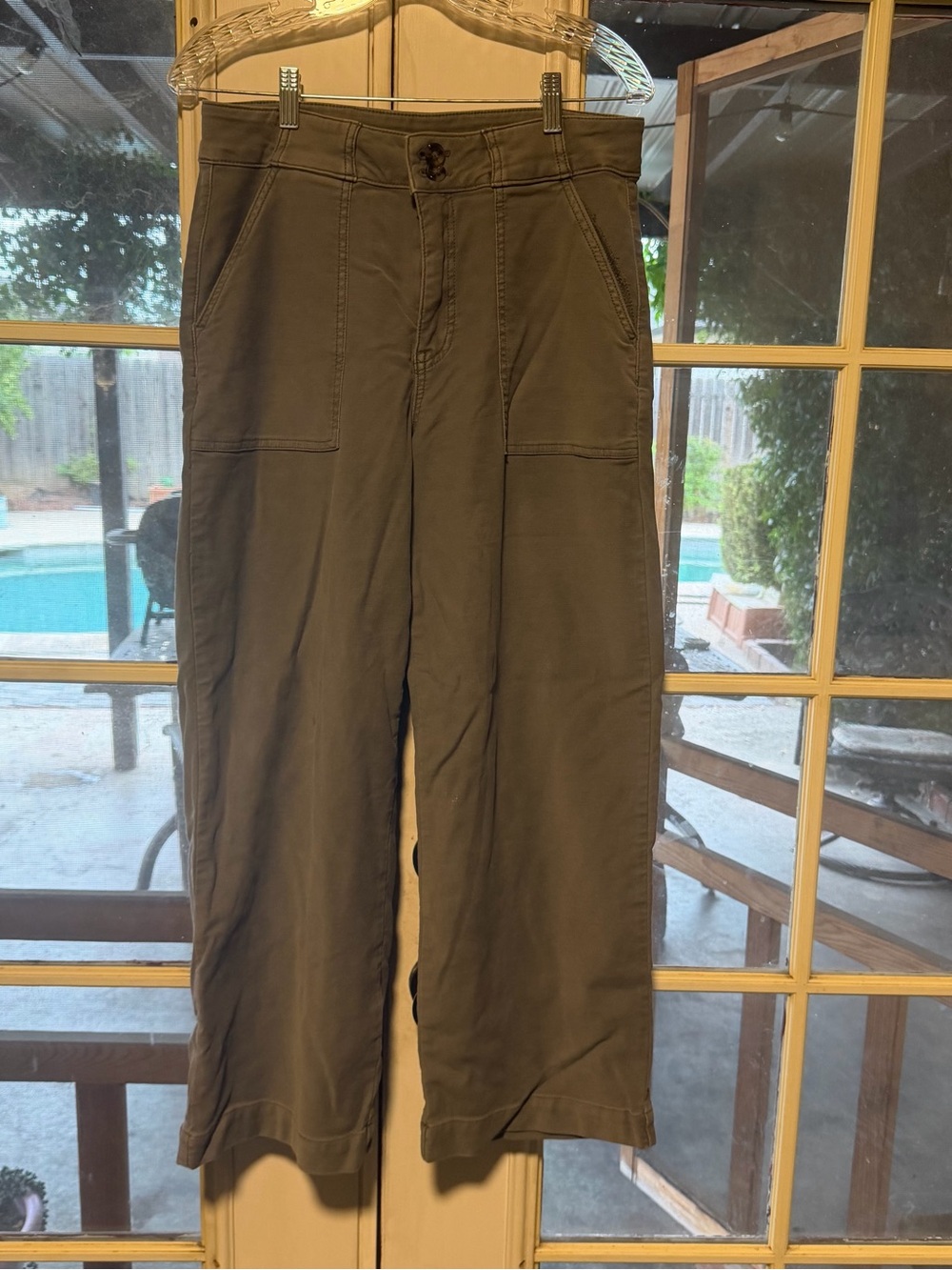 Maurices Patch Pocket High Rise Wide Leg Grey Pant size 12 long